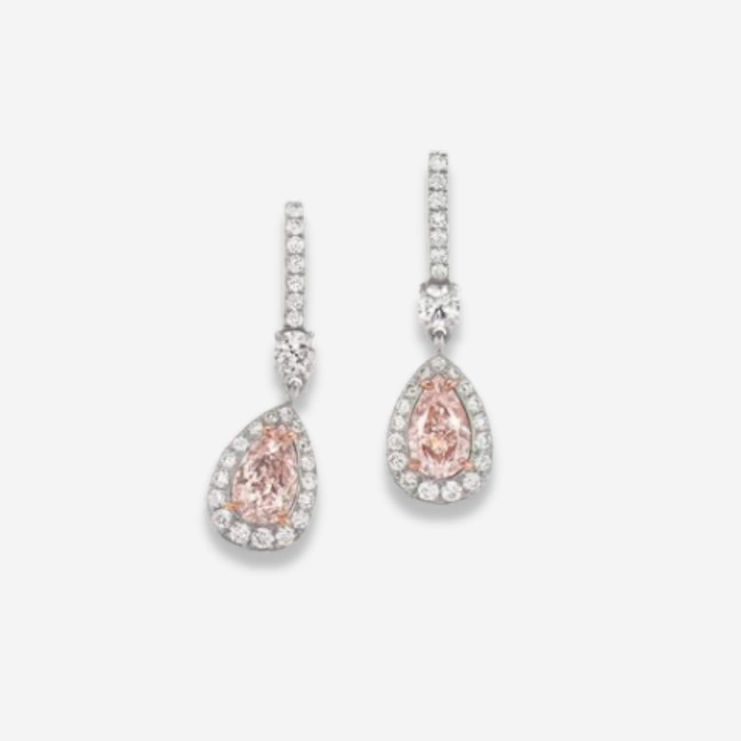 Rare Colors by Namdar 1.11ct Light Pink Pear diamond earrings, New York City