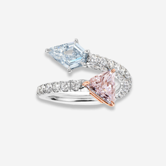 Pink & White Diamond  Spiral Ring