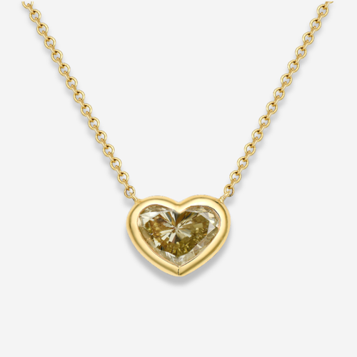 2.27ct Yellow Heart Diamond Bezel Set Pendant Necklace