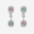 4.39ct Pink and Green Diamond Drop Earrings