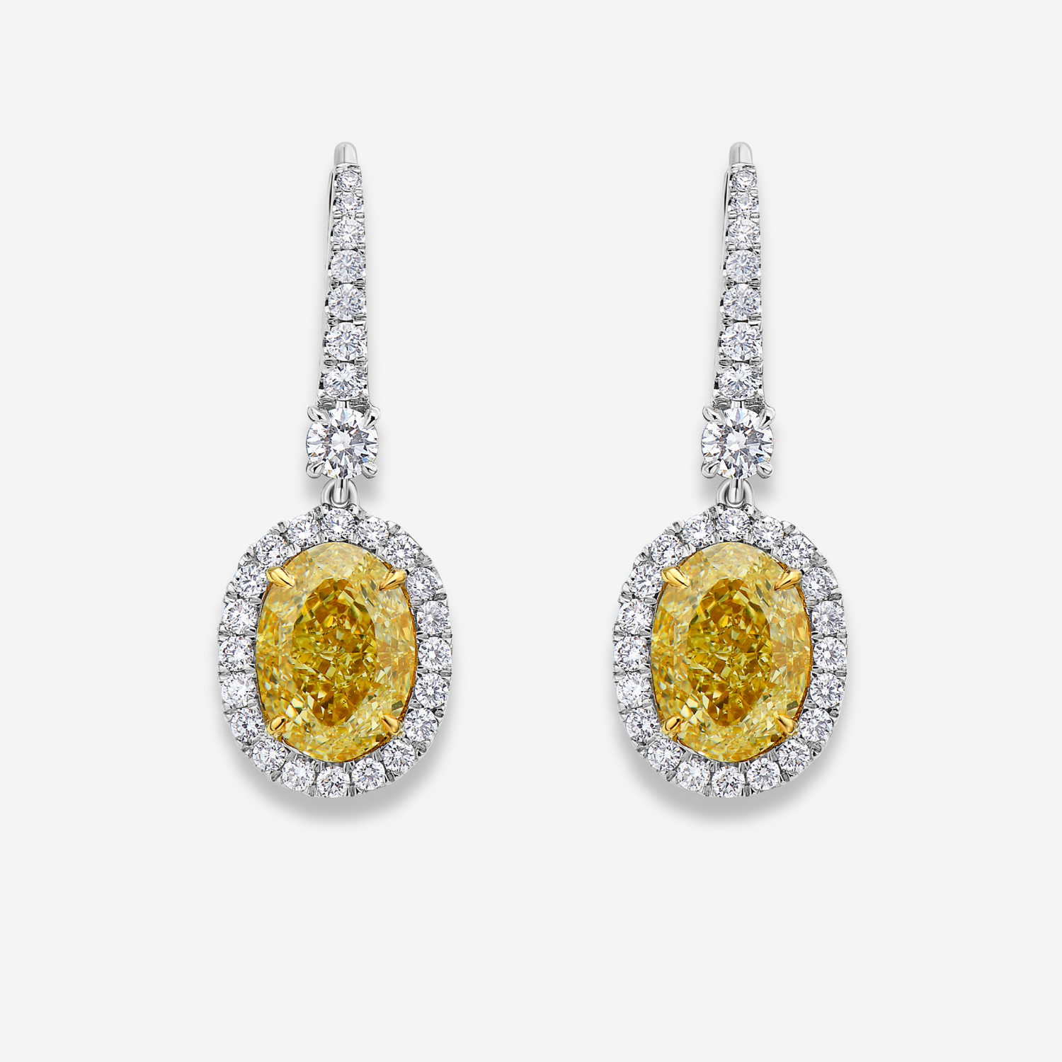 6ct Fancy Light Yellow diamond drop earrings by Rare Colors by Namdar, New York City