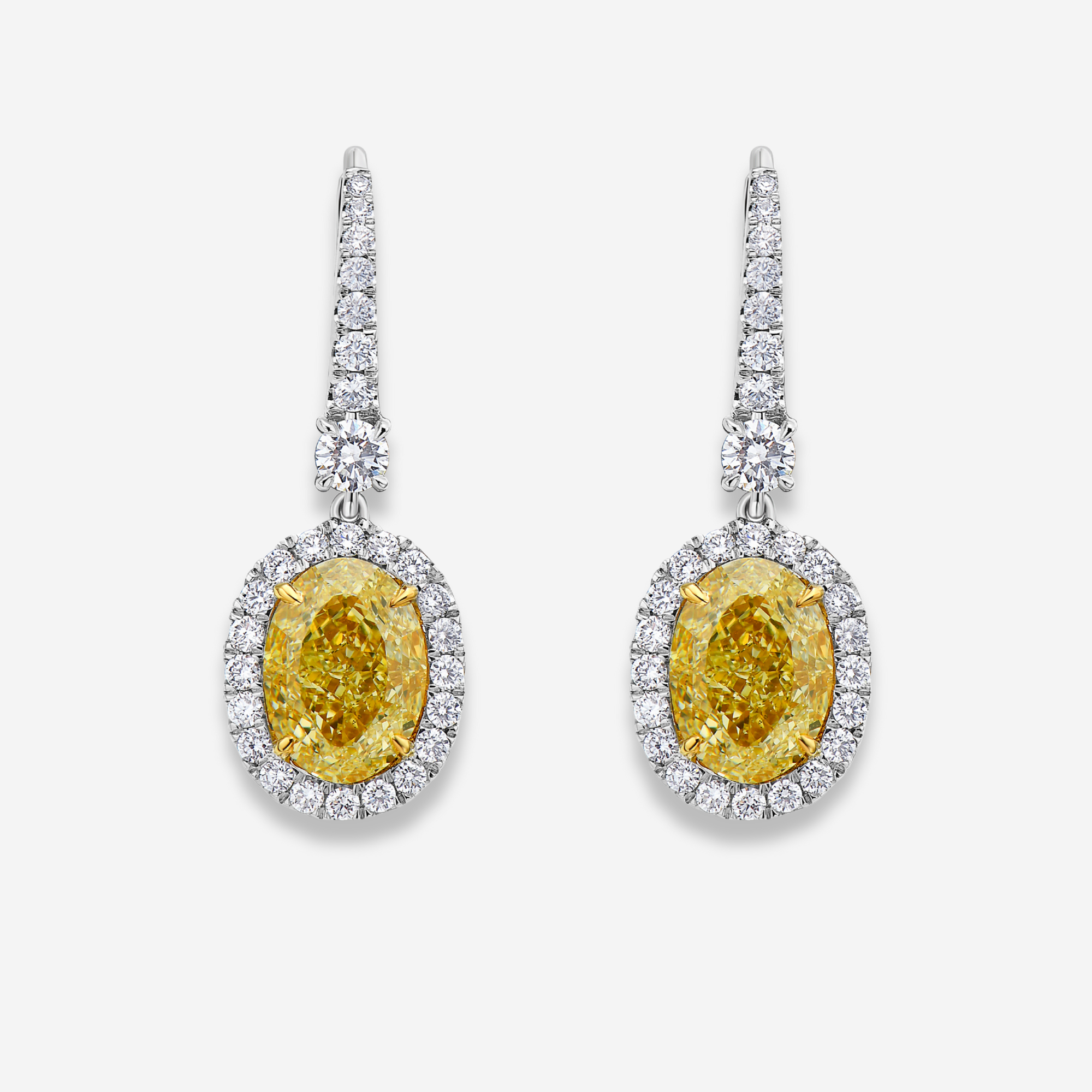 6ct Fancy Light Yellow diamond drop earrings by Rare Colors by Namdar, New York City