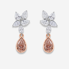 3.91ct Pink Pear Diamond Drop Earrings