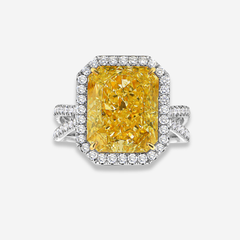 9.04ct Light Yellow Radiant Diamond Engagement Ring