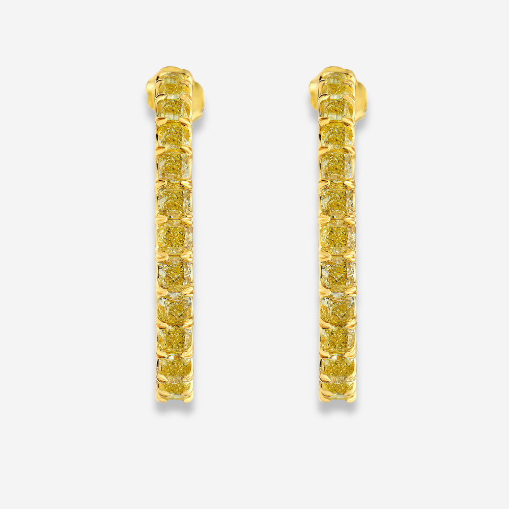 8.03ct Fancy Yellow Cushion Hoop Earrings