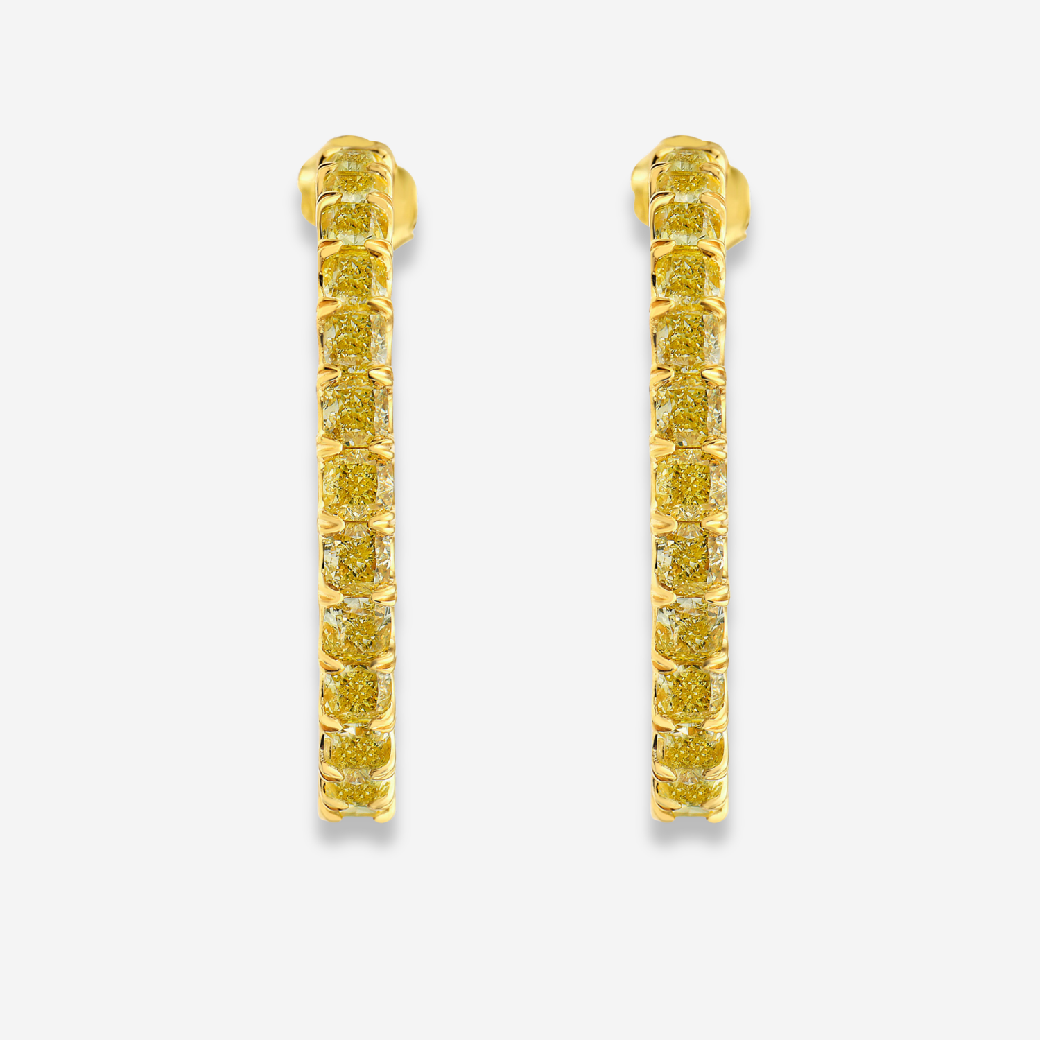 8.03ct Fancy Yellow Cushion Hoop Earrings
