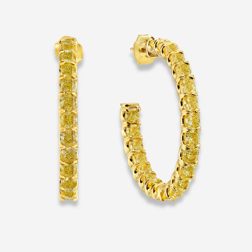 8.03ct Fancy Yellow Cushion Hoop Earrings