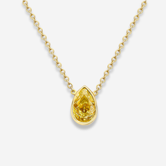 1.5ct Light Yellow Pear Diamond Bezel Pendant Necklace