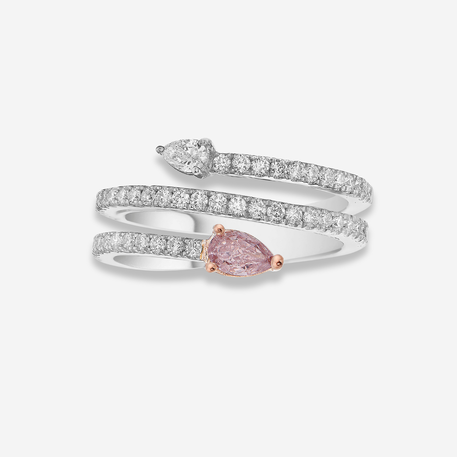 0.90 Carat Pink Pear Diamond Spiral Ring