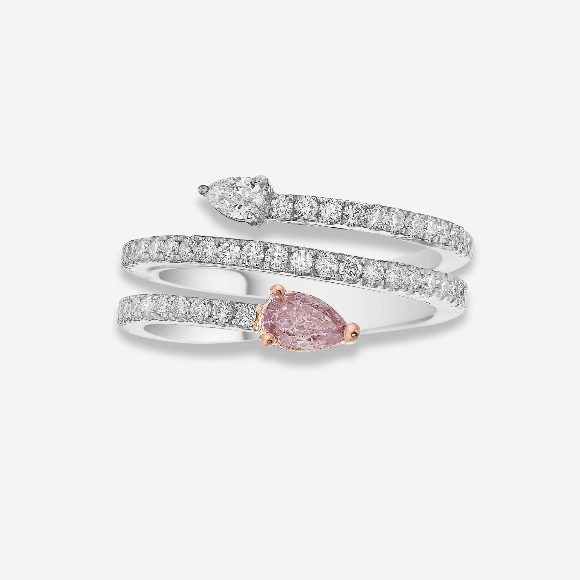 0.90 Carat Pink Pear Diamond Spiral Ring