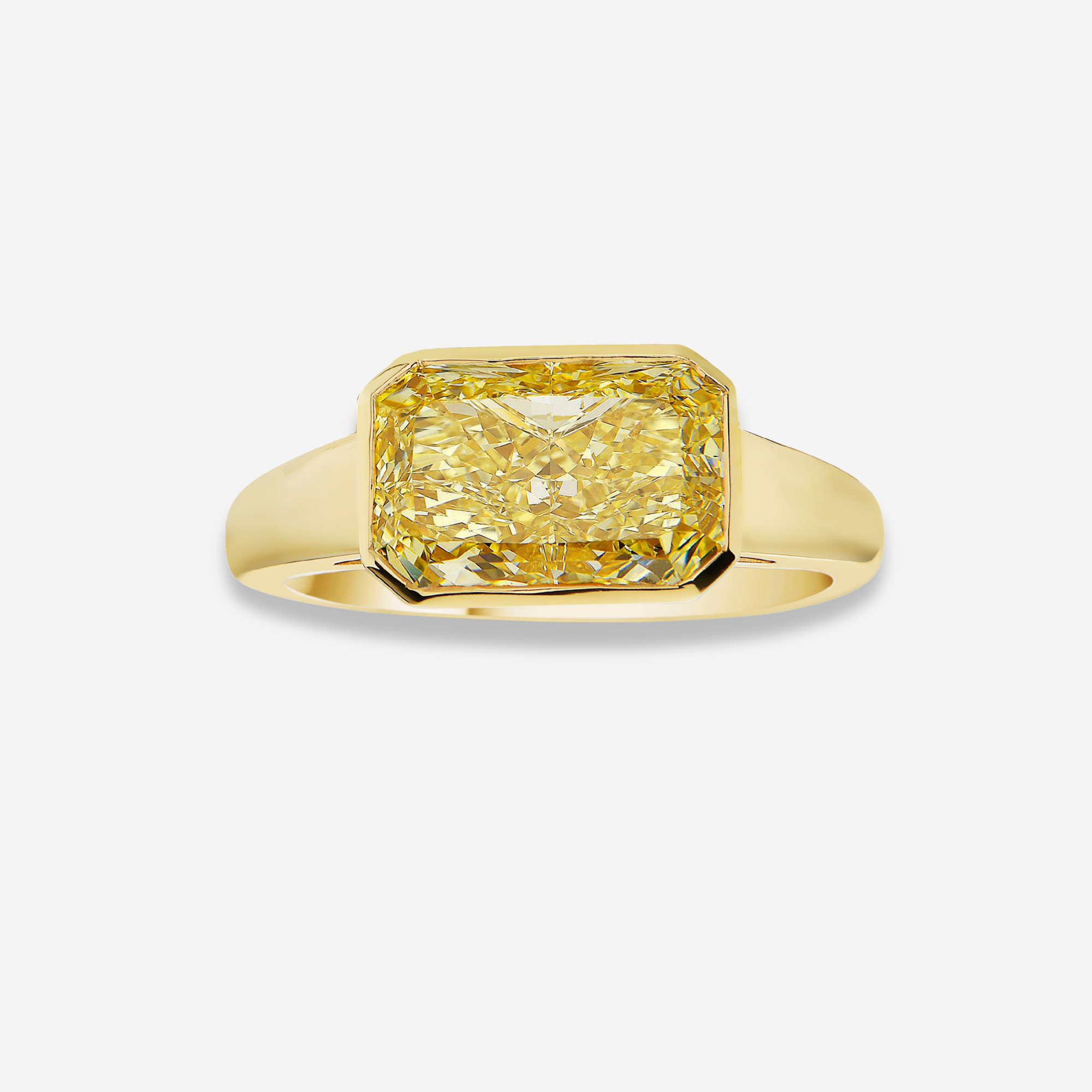 3ct Light Yellow Diamond East-West Bezel Ring
