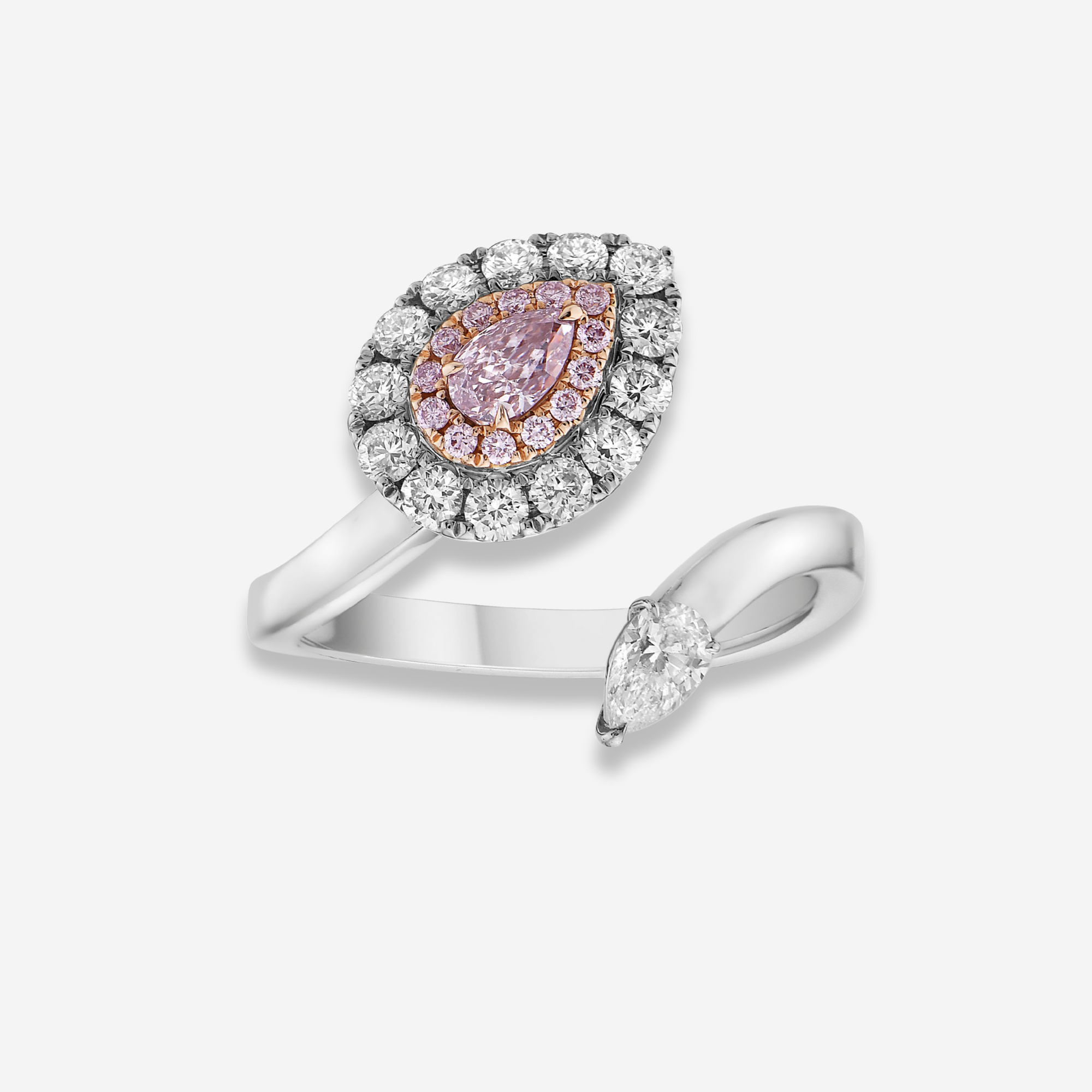 Fancy Pink Pear ring — color diamond specialists Rare Colors by Namdar