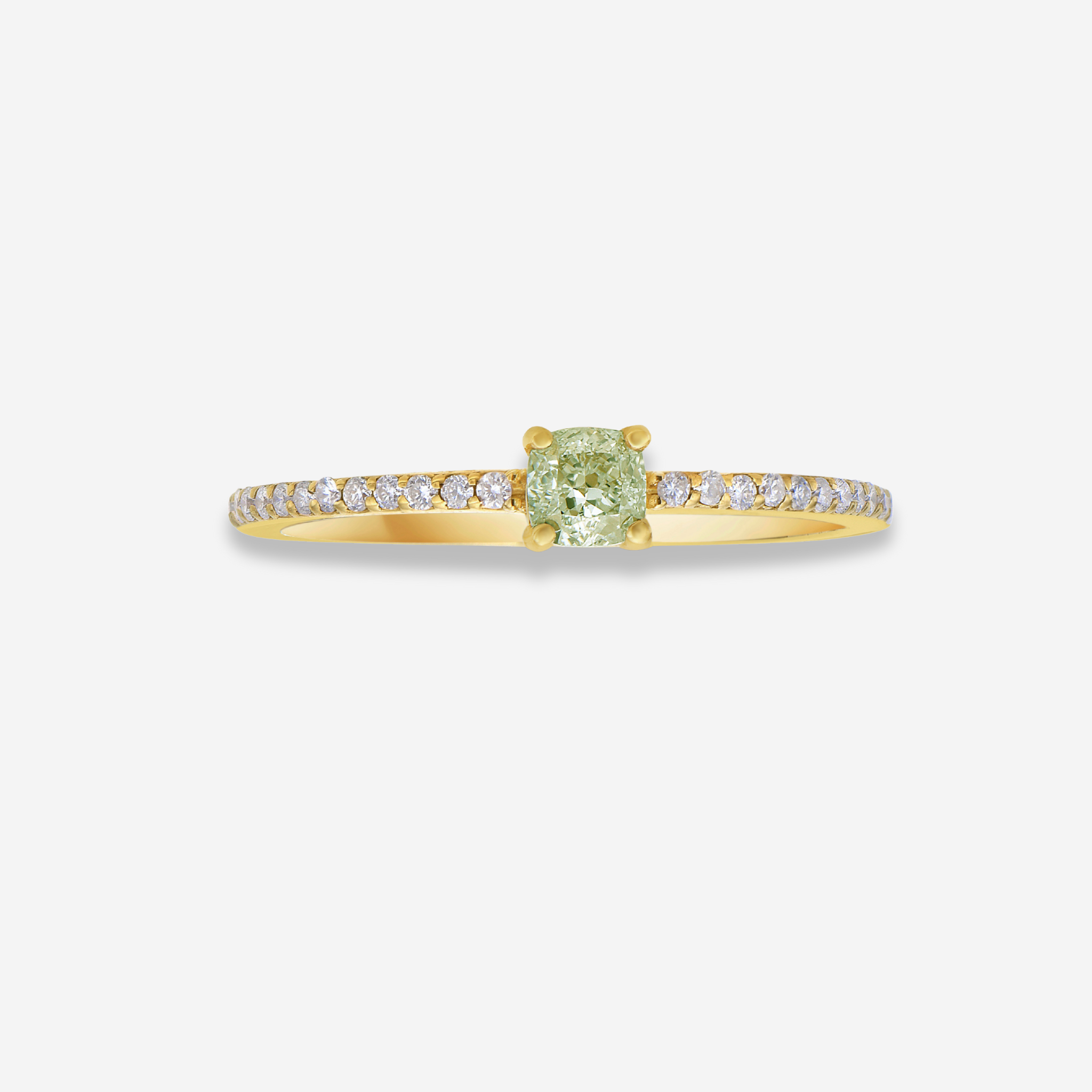 Fancy Light Green Cushion Diamond Stackable Ring