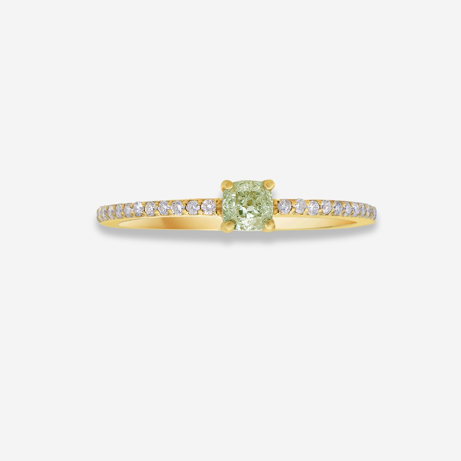 Fancy Light Green Cushion Diamond Stackable Ring