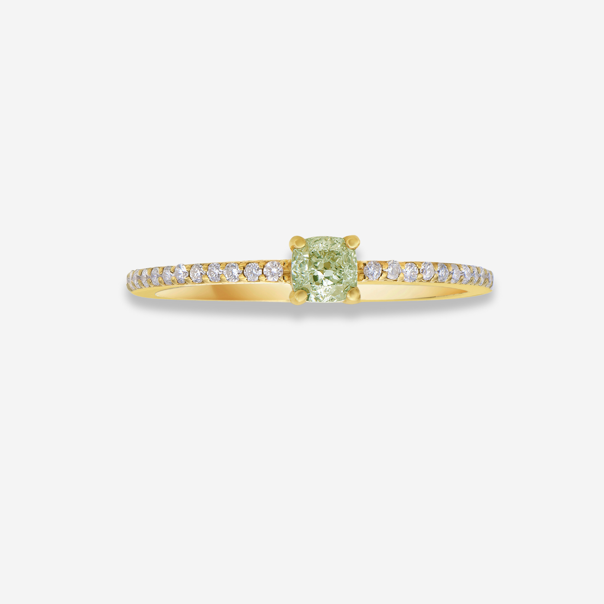 Fancy Light Green Cushion Diamond Stackable Ring