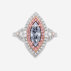 1ct Light Blue Marquise Diamond Ring