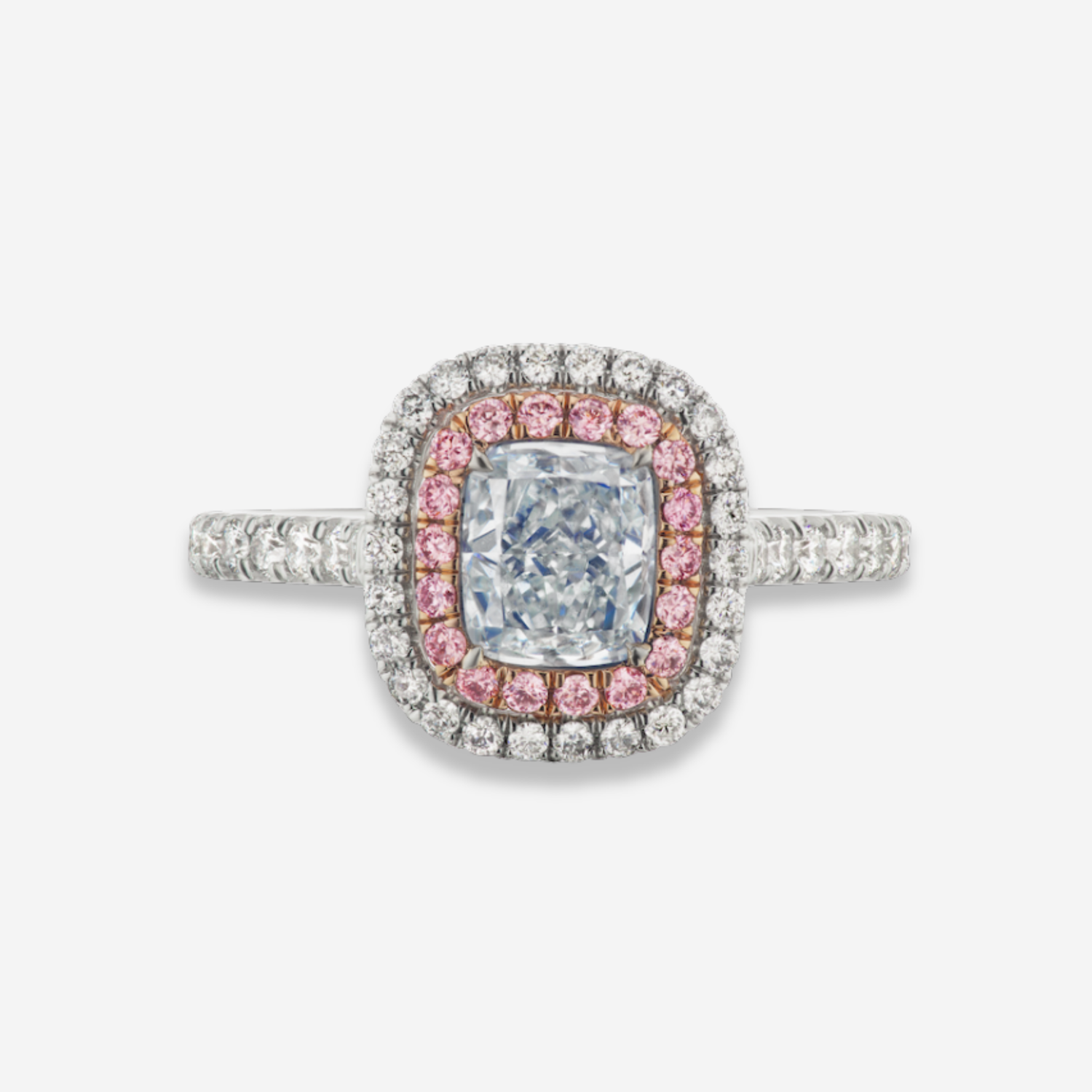 1.04ct Light Blue Cushion Diamond Ring