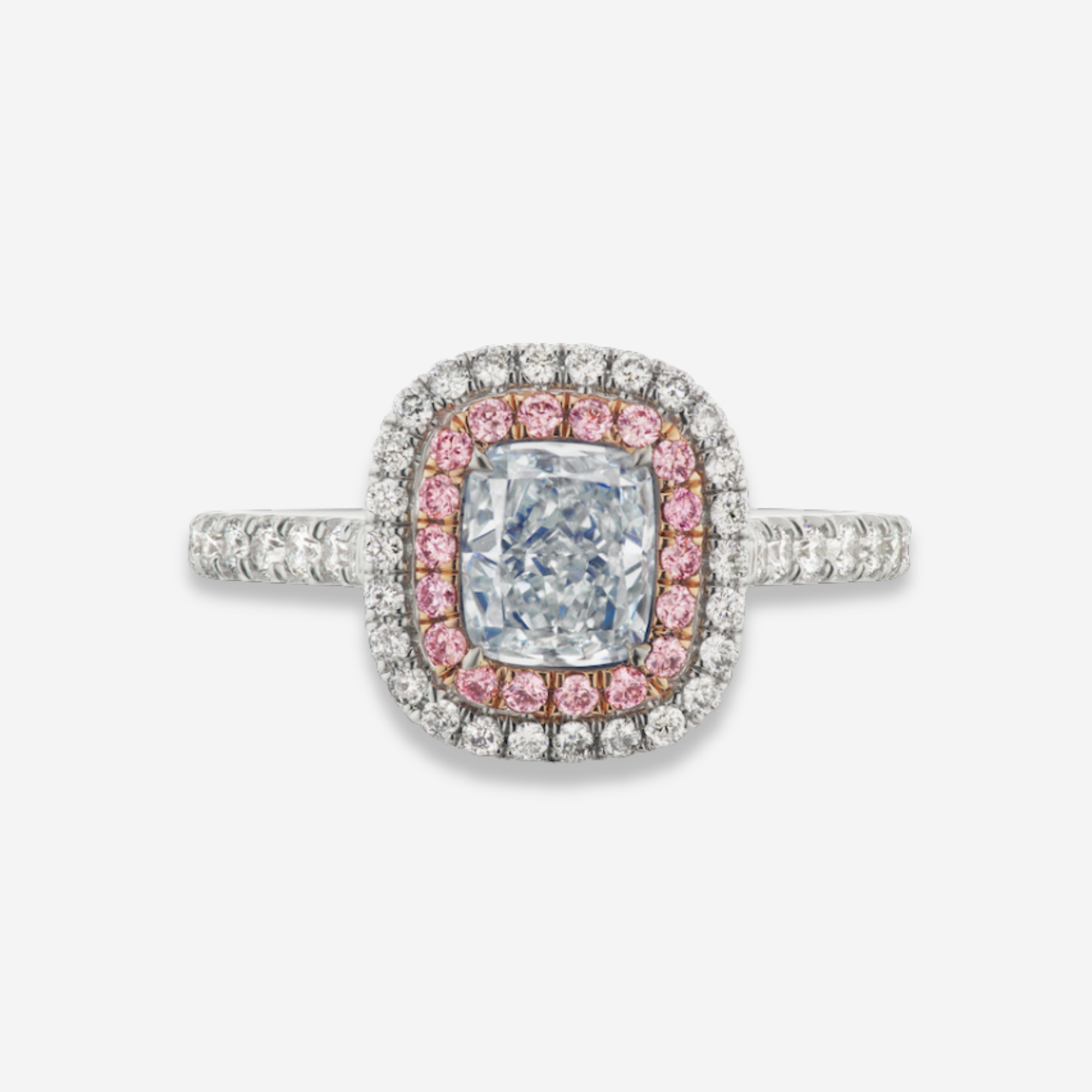 1.04ct Light Blue Cushion Diamond Ring