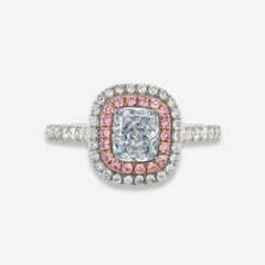 1.04ct Light Blue Cushion Diamond Ring