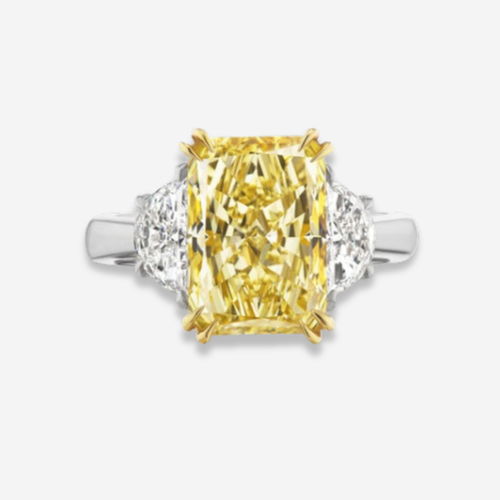4.52ct Fancy Light Yellow Elongated Radiant Diamond Ring