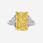 5.13 Carat Fancy Yellow Elongated Radiant Diamond Engagement Ring