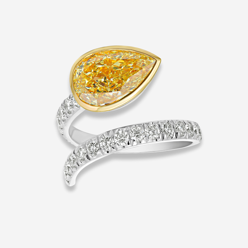 Yellow DIamond in Bezel Spiral Ring