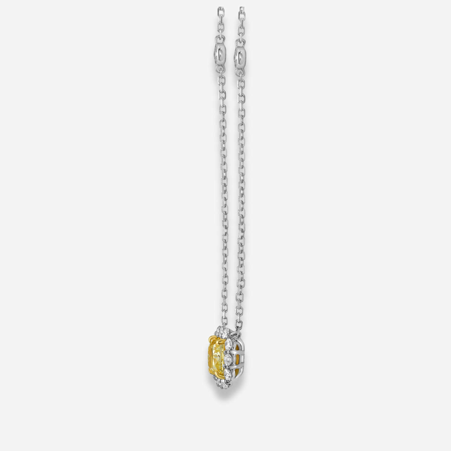1ct Fancy Light Yellow Cushion pendant necklace — color diamond specialists Rare Colors by Namdar
