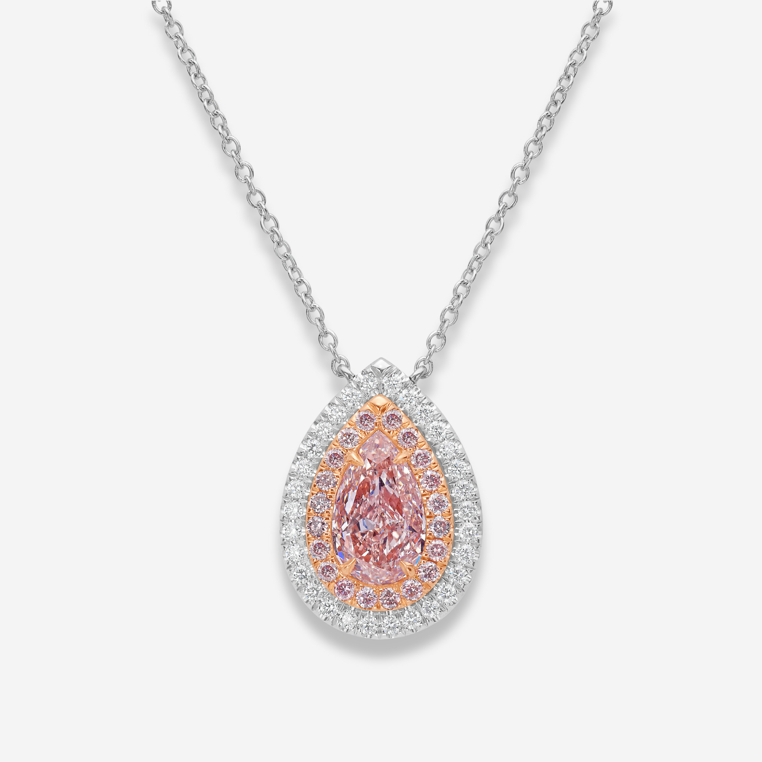 Natural 1ct Pink Pear diamond pendant — Rare Colors by Namdar NYC