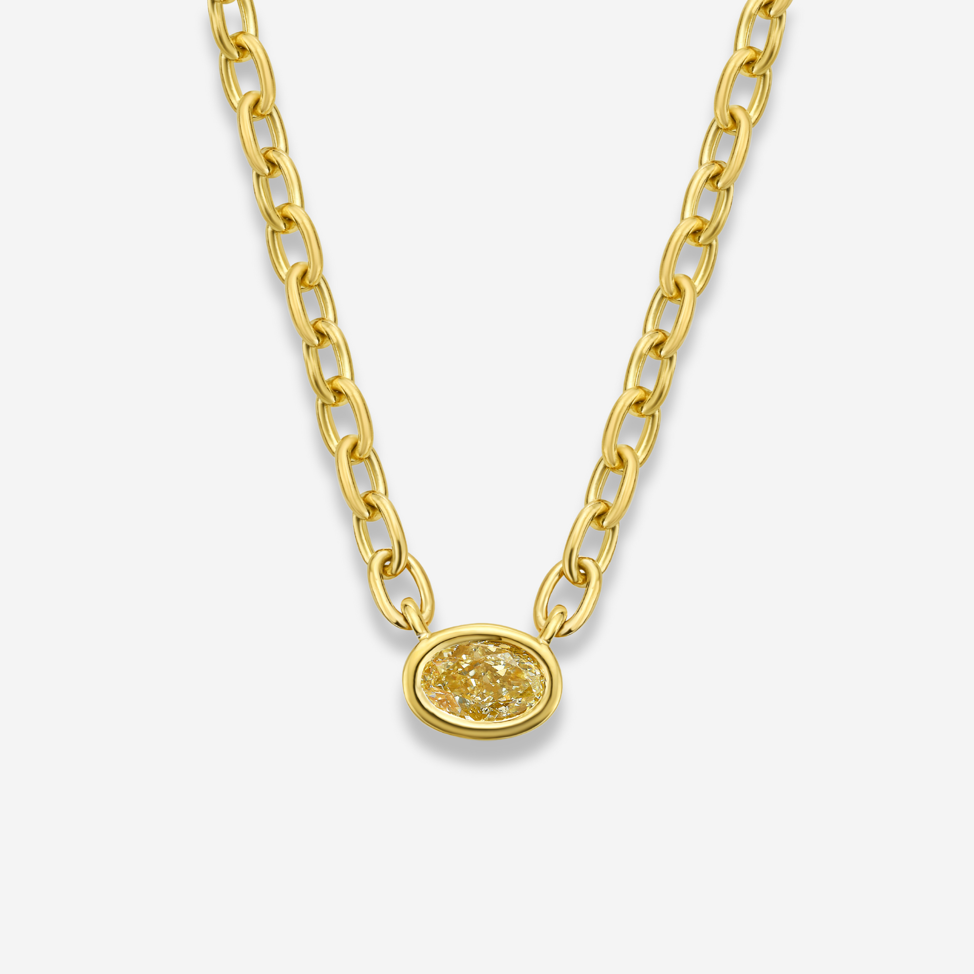 Natural Light Yellow Oval diamond pendant — Rare Colors by Namdar NYC