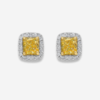 1.42ct Fancy Light Yellow Halo Diamond Studs
