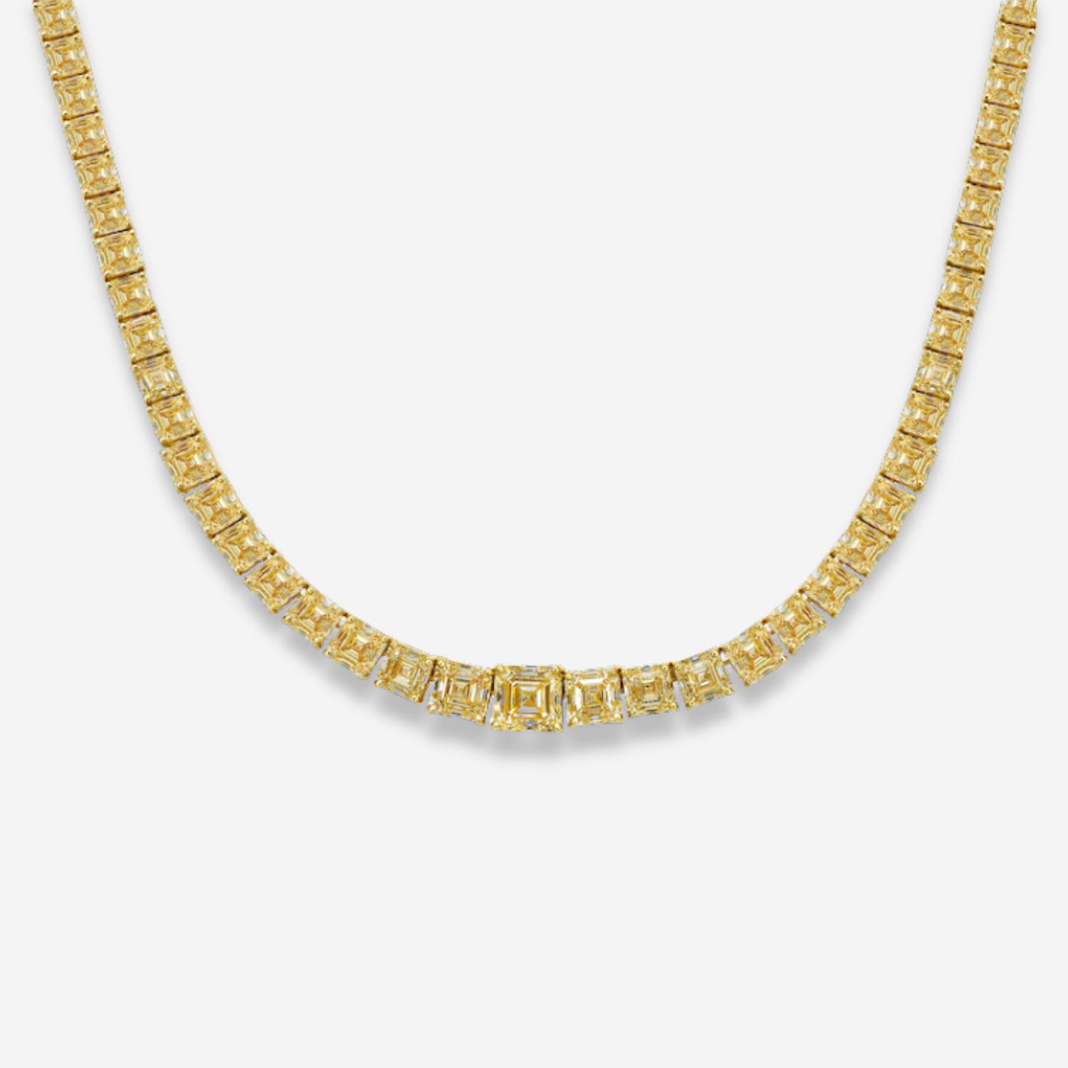 GIA 37ct Yellow Asscher diamond necklace at Rare Colors by Namdar, 5th Avenue New York