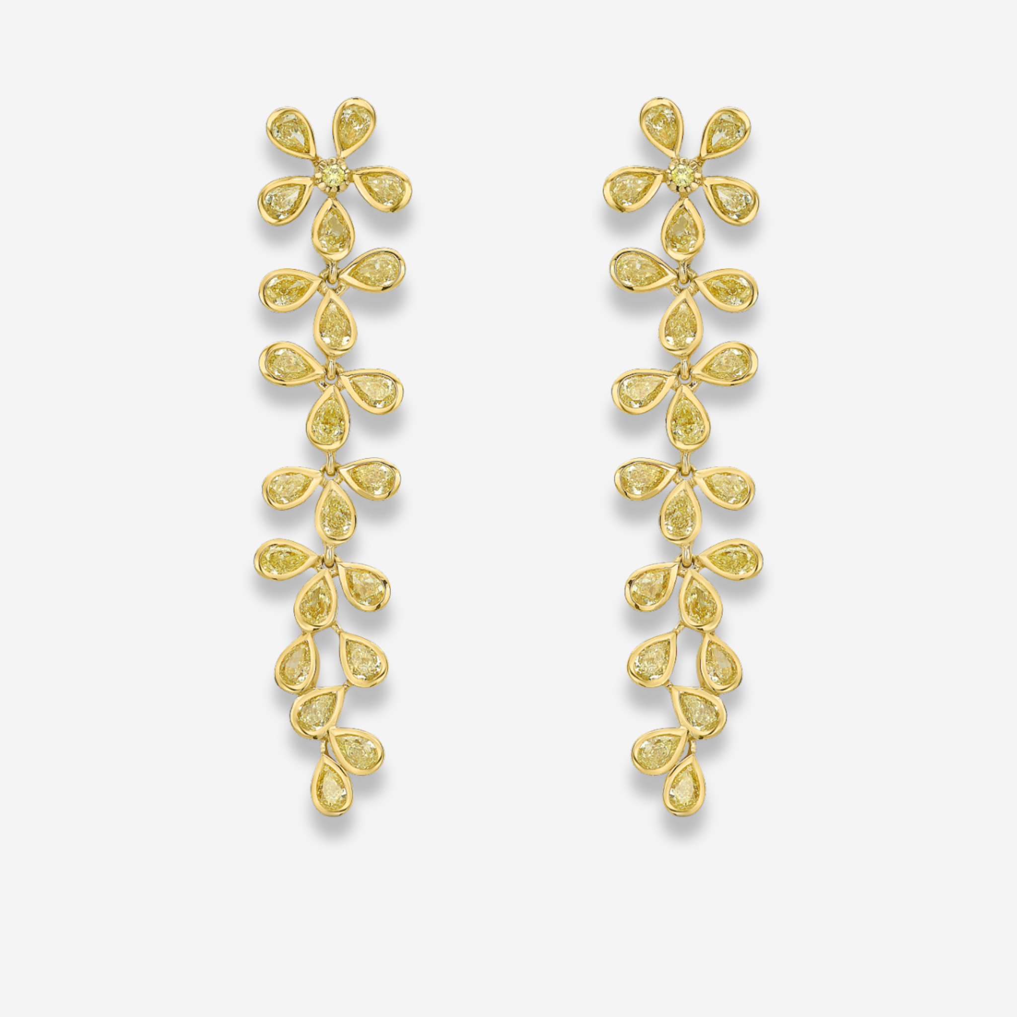 Fancy Yellow Diamond Flower Earrings