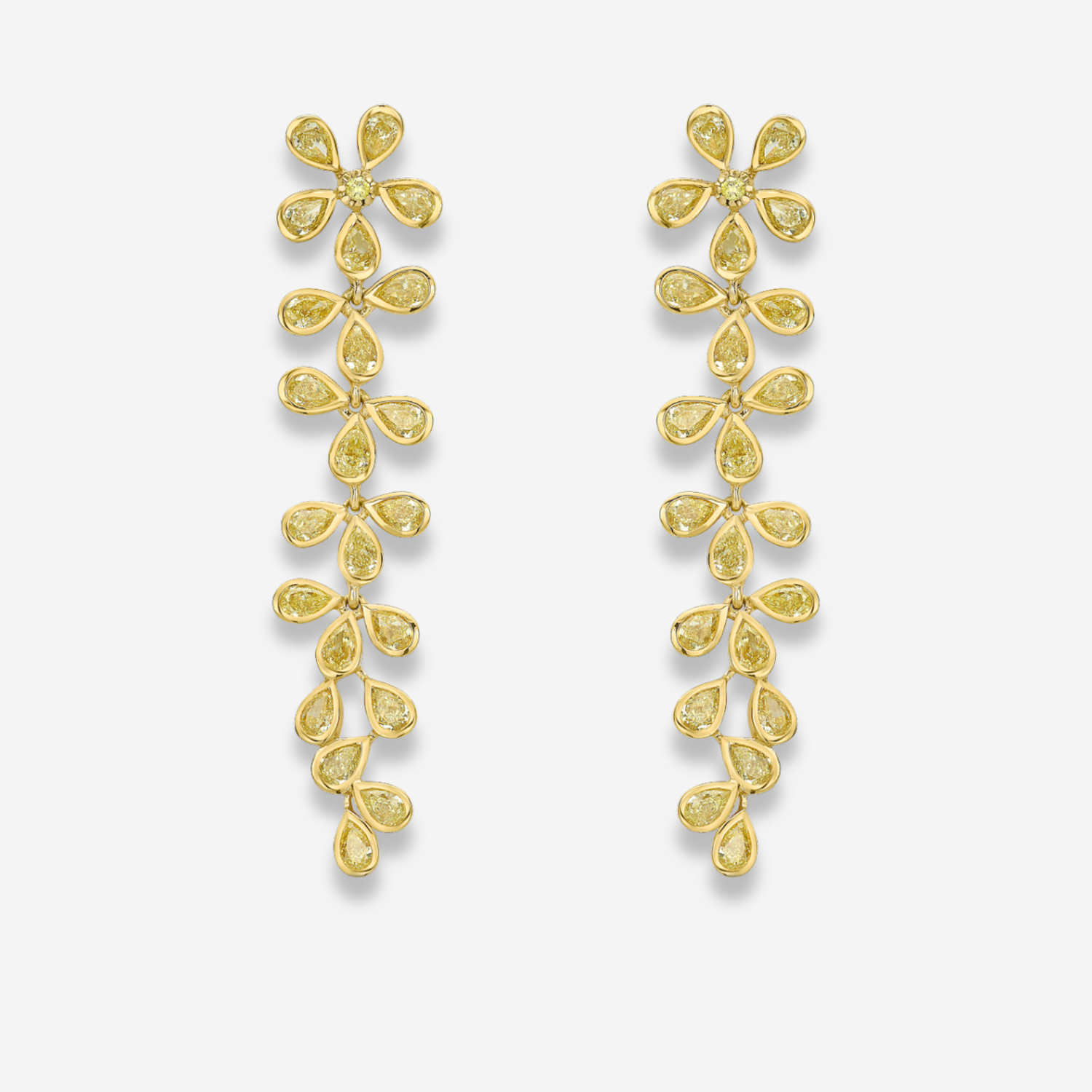 Fancy Yellow Diamond Flower Earrings