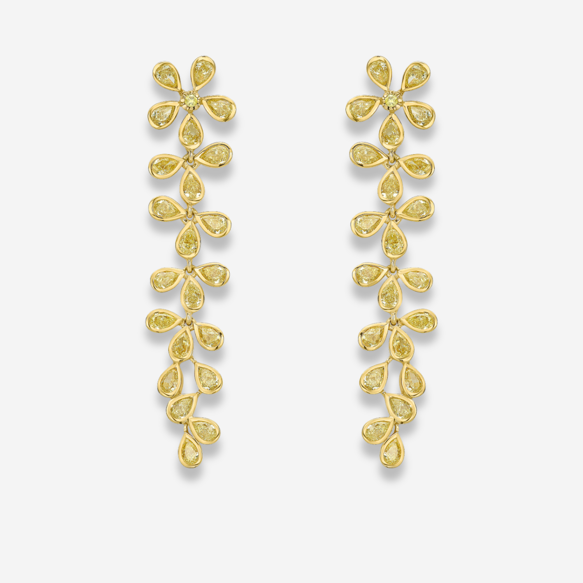 Fancy Yellow Diamond Flower Earrings