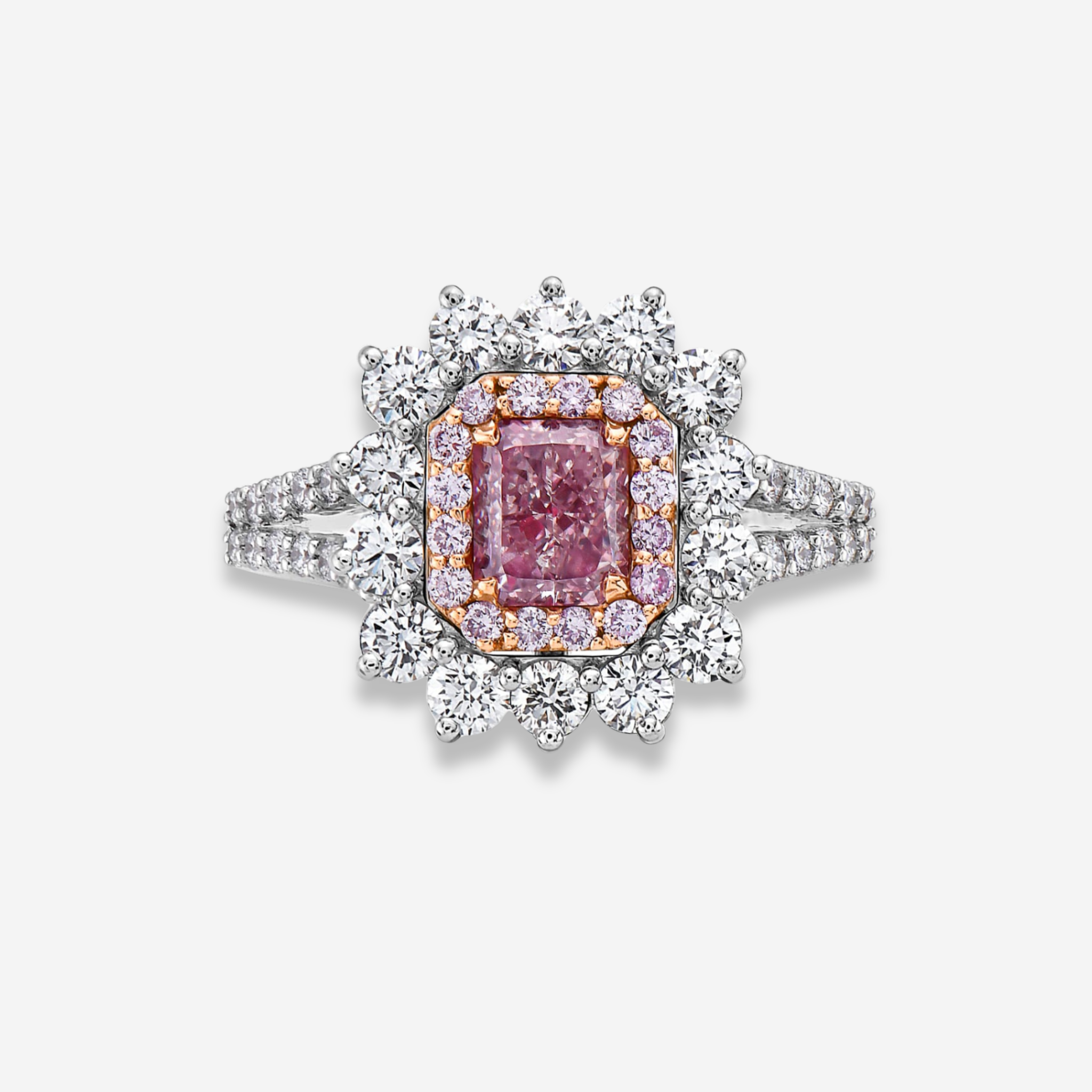 Fancy Purplish Pink Radiant Diamond Ring