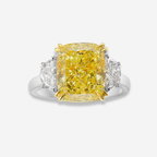 3.42ct Fancy Yellow Cushion Diamond Engagement Ring