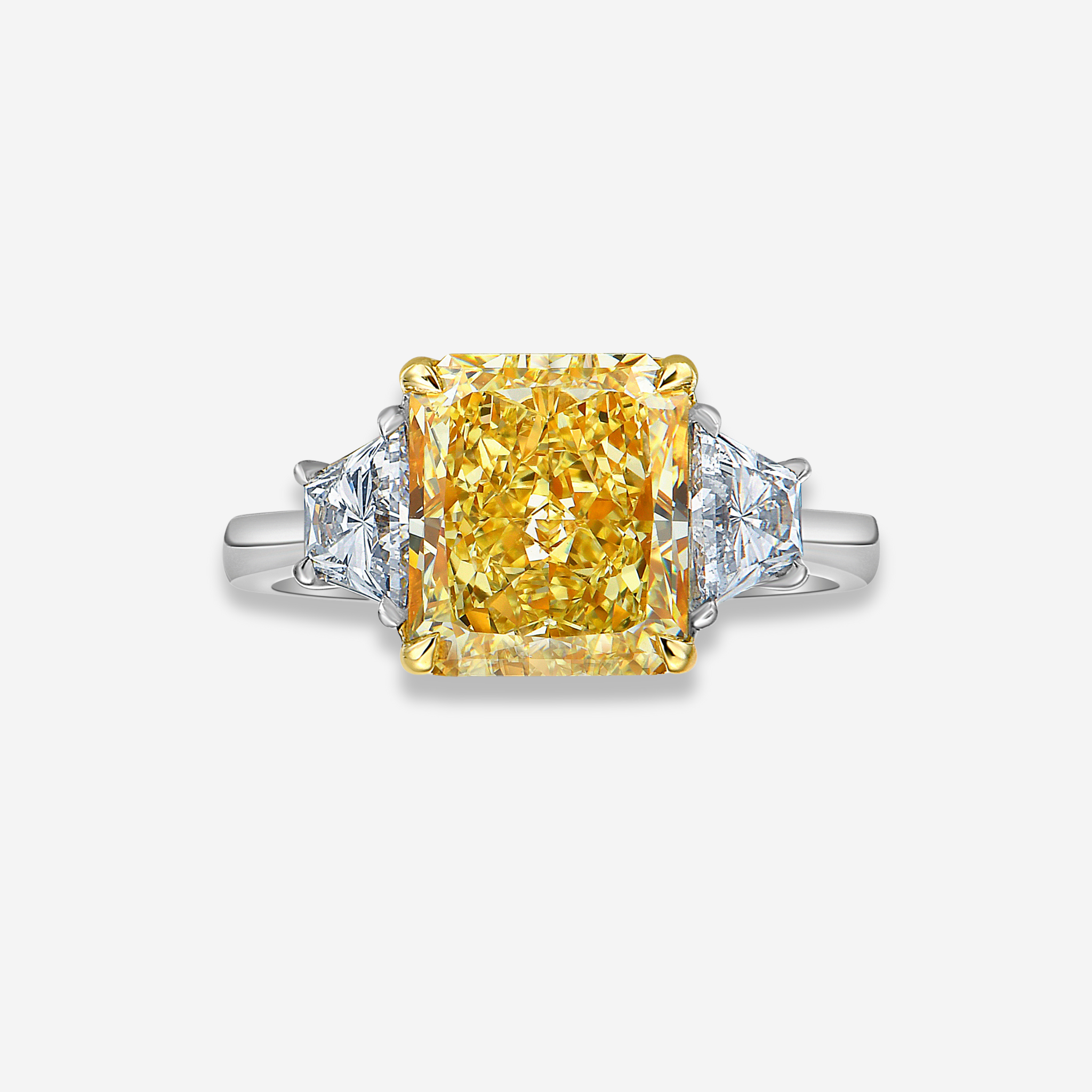 3ct Fancy Yellow Elongated Radiant Diamond Engagement Ring