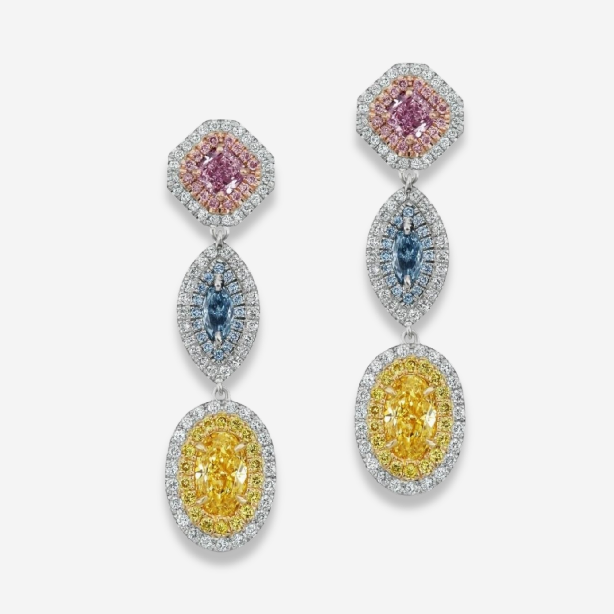 Multi diamond earrings by Rare Colors by Namdar, New York City