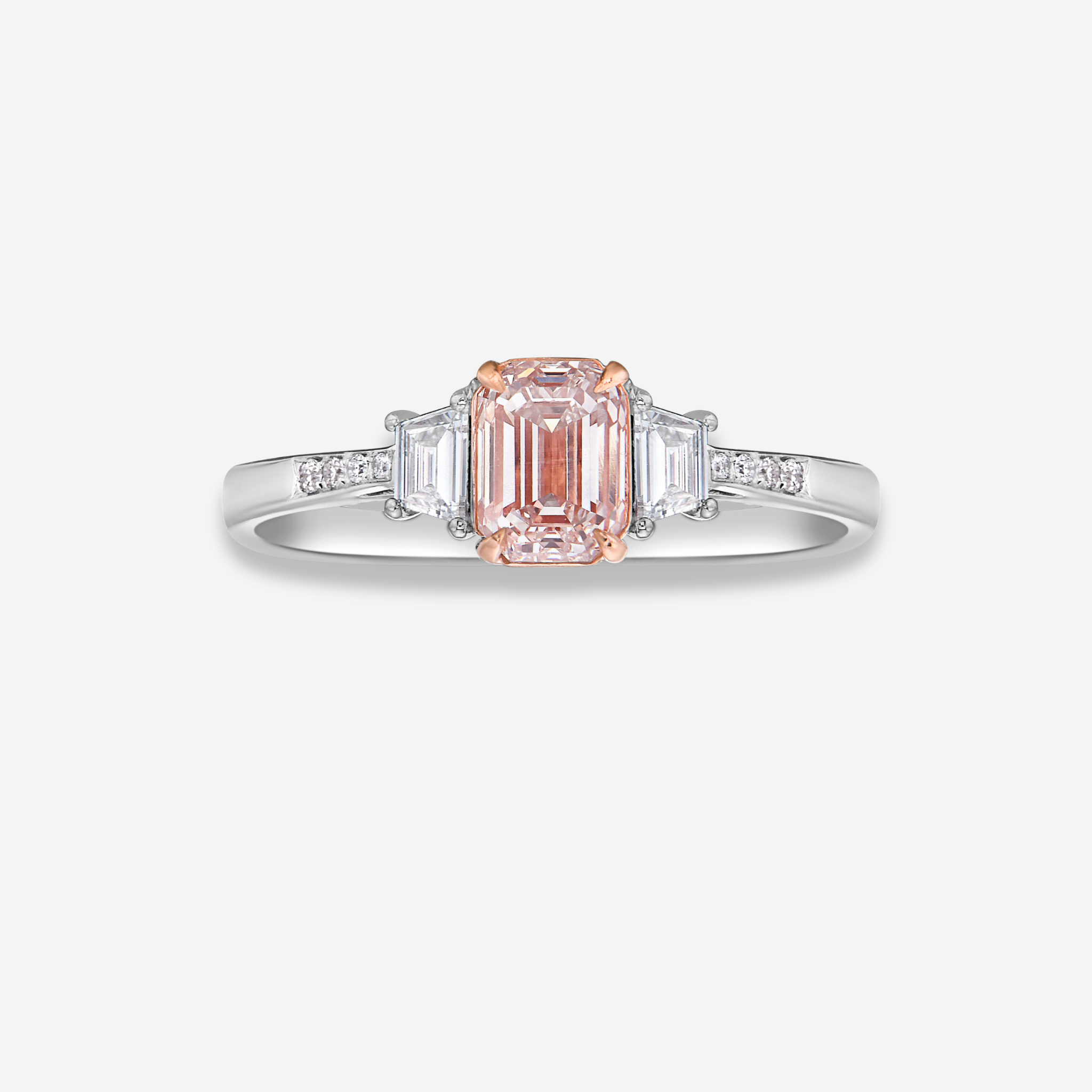 0.90ct GIA Faint Pinkish Brown Emerald Diamond Engagement Ring | Rare ...