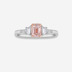 0.90ct Faint Pinkish Brown Emerald Diamond Engagement Ring
