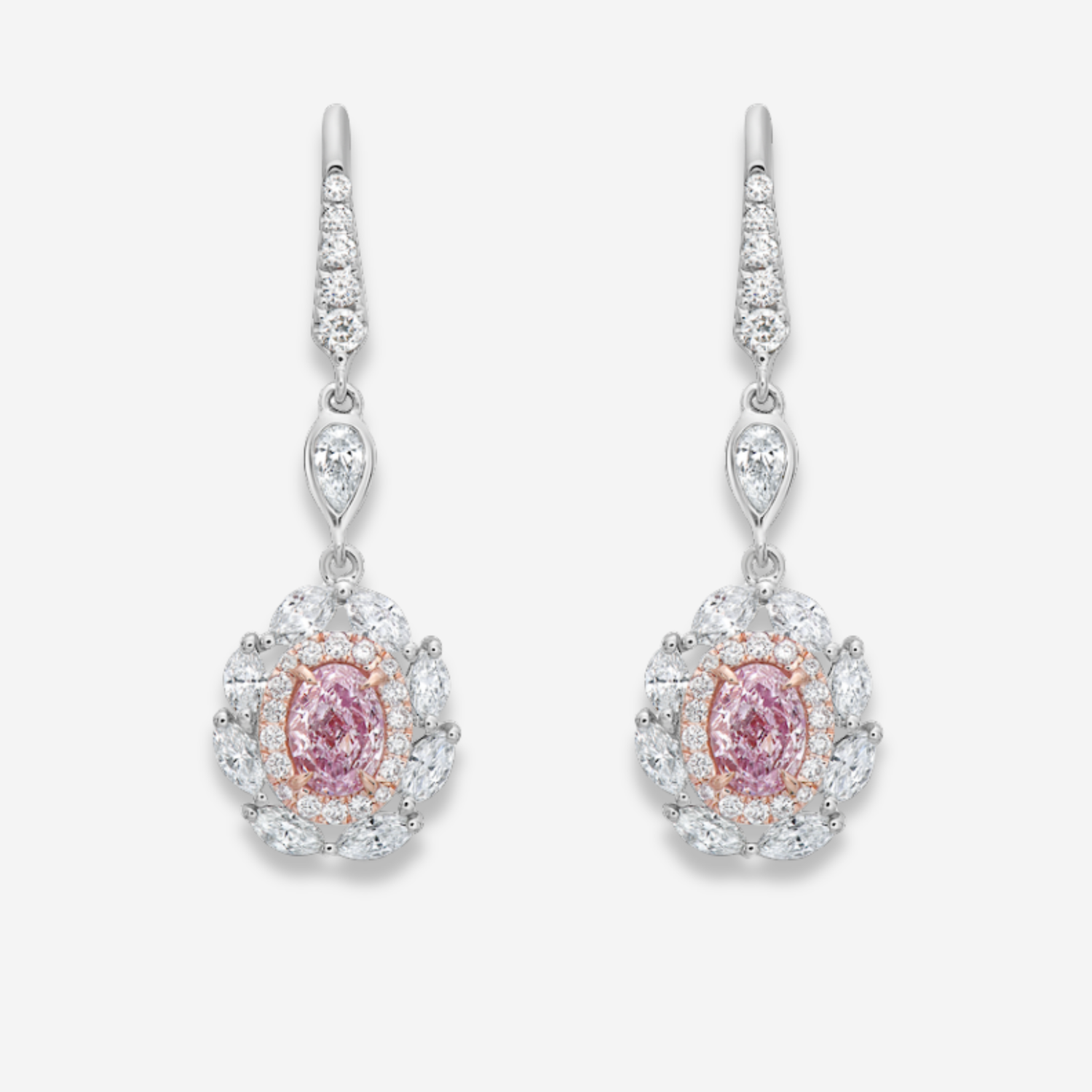 Light Pink Oval Diamond Earrings