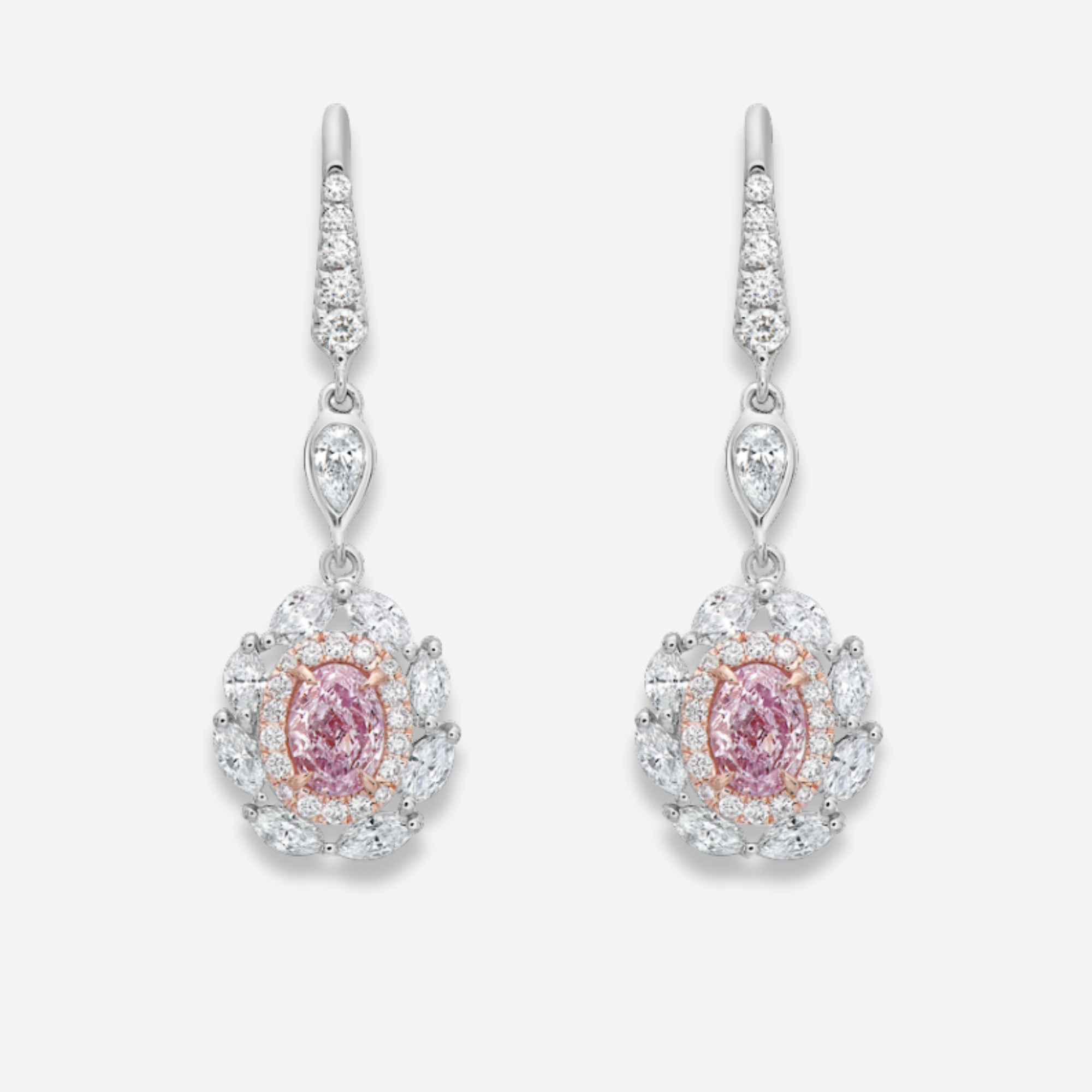 Light Pink Oval Diamond Earrings