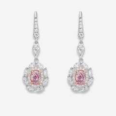 Light Pink Oval Diamond Earrings