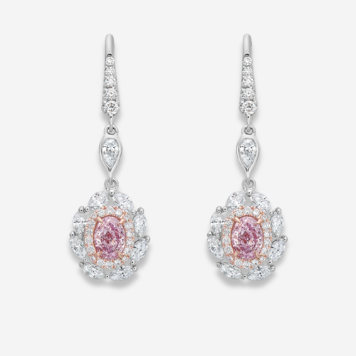 Light Pink Oval Diamond Earrings