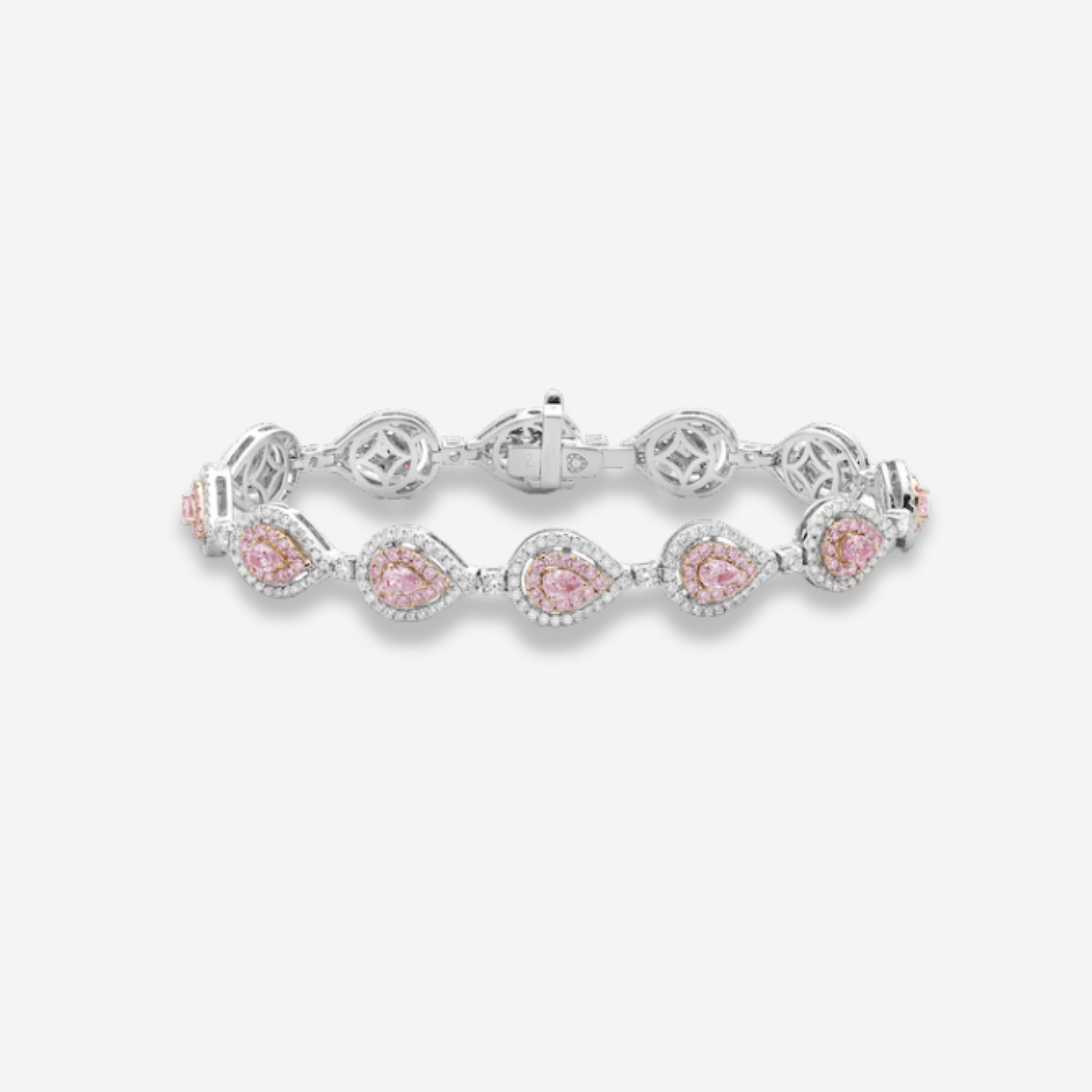 4ct Pink Pear Diamond Halo Bracelet