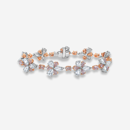 10ct Fancy Pink & White Diamond Floral Bracelet