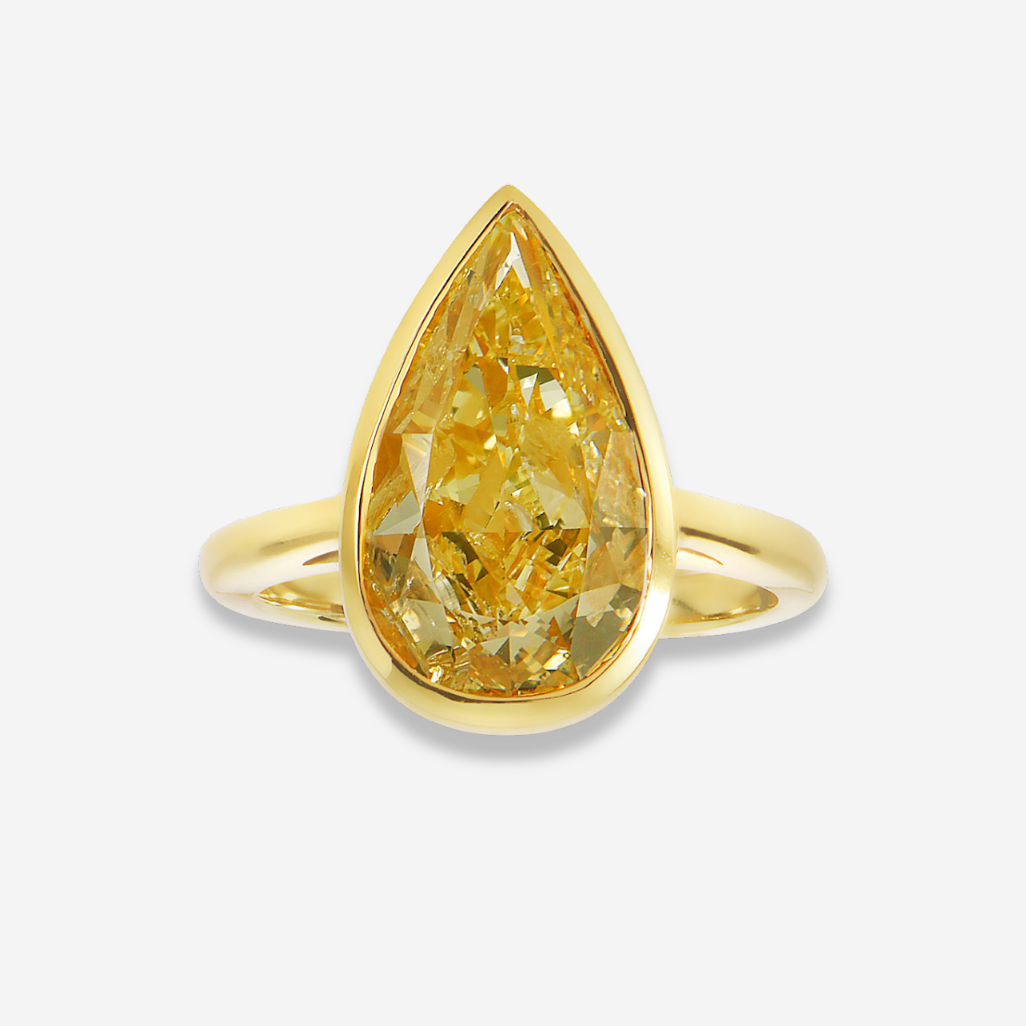 5ct Light Yellow Pear Diamond Bezel Engagement Ring
