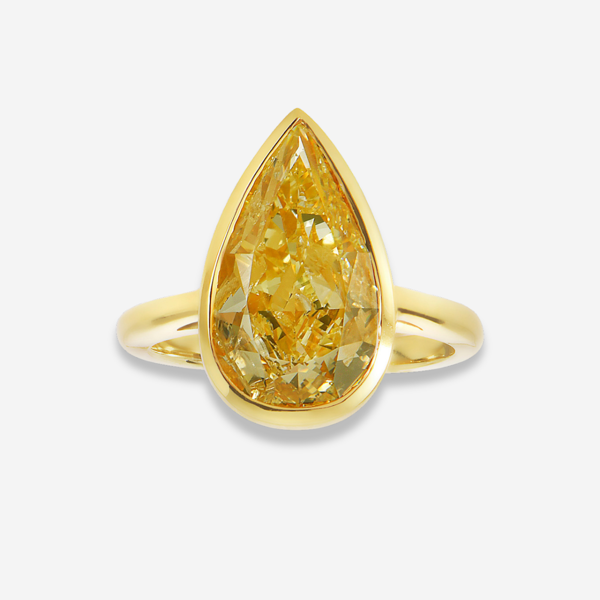 5ct Light Yellow Pear diamond engagement ring, handcrafted by Rare Colors by Namdar