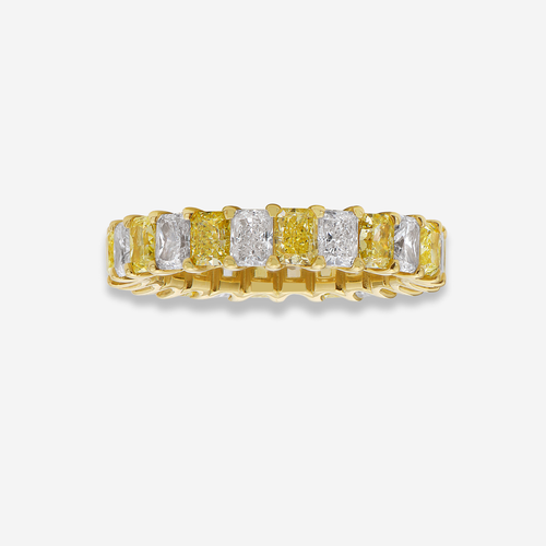 Alternating Fancy Yellow and White Radiant Diamond Eternity Band
