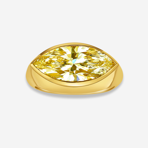 Fancy Yellow Marquise Diamond East West Bezel Ring
